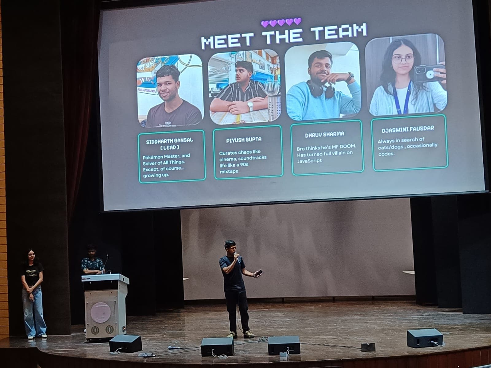 The UFC team introducing themselves on stage at the orientation